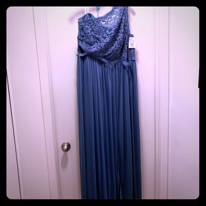 David’s Bridal Steel Blue long formal dress